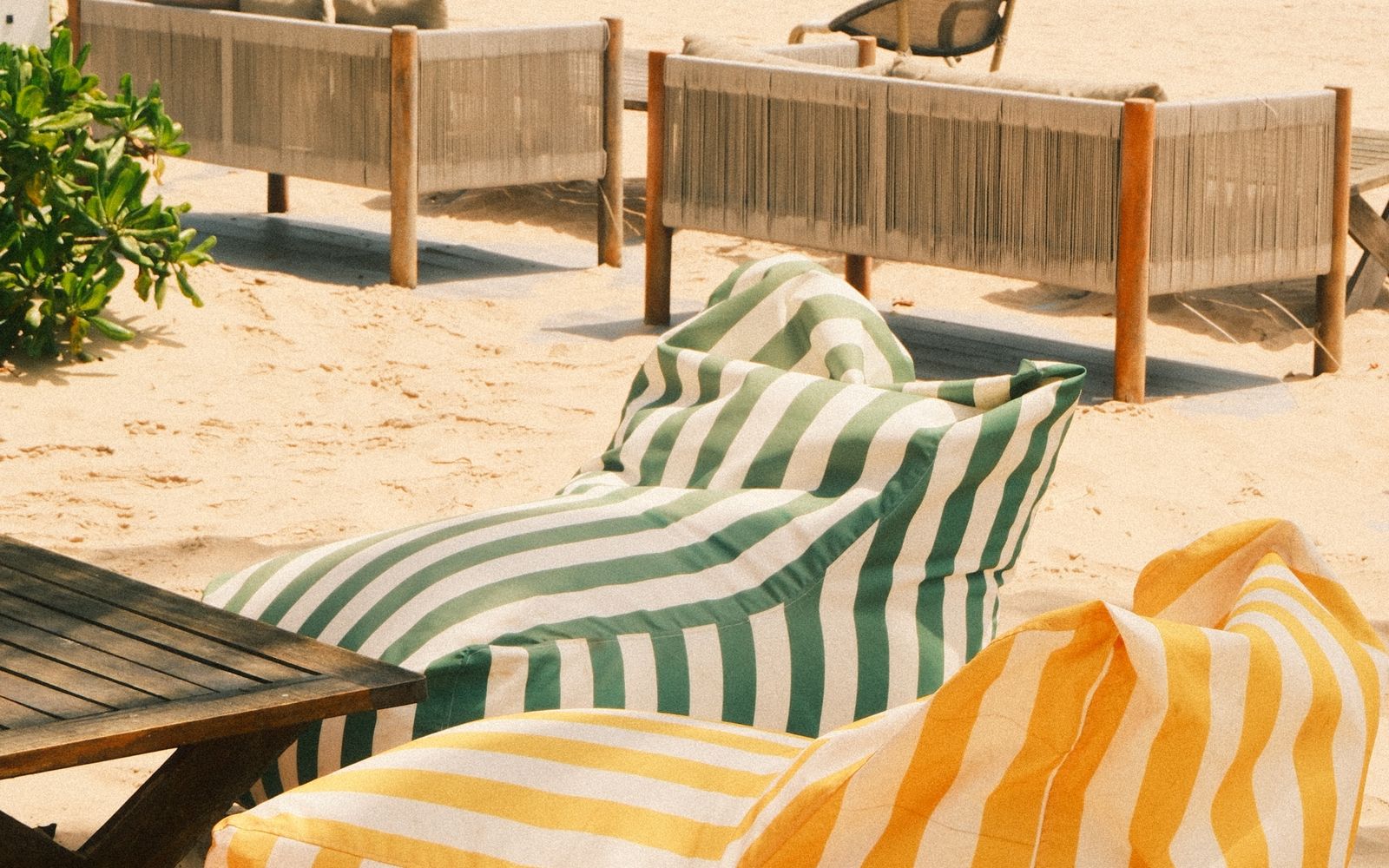 A beach club lounge on the sand