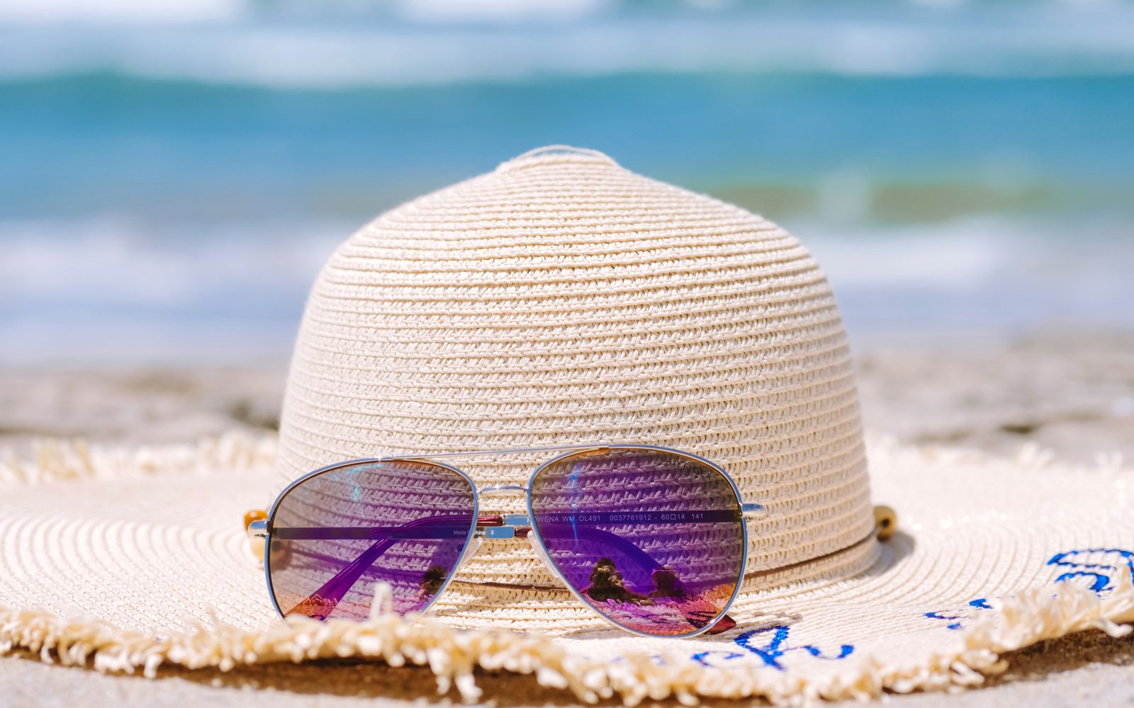 Beach packing essentials laid out